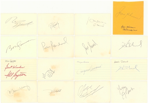 Lot of (16) Montreal Canadiens Single Signed Cuts With 17 Total Signatures (Beckett PreCert)